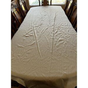 Elegant Ivory Tablecloth For Dining Room - 66" x 134" - Perfect For Hiding Crumb